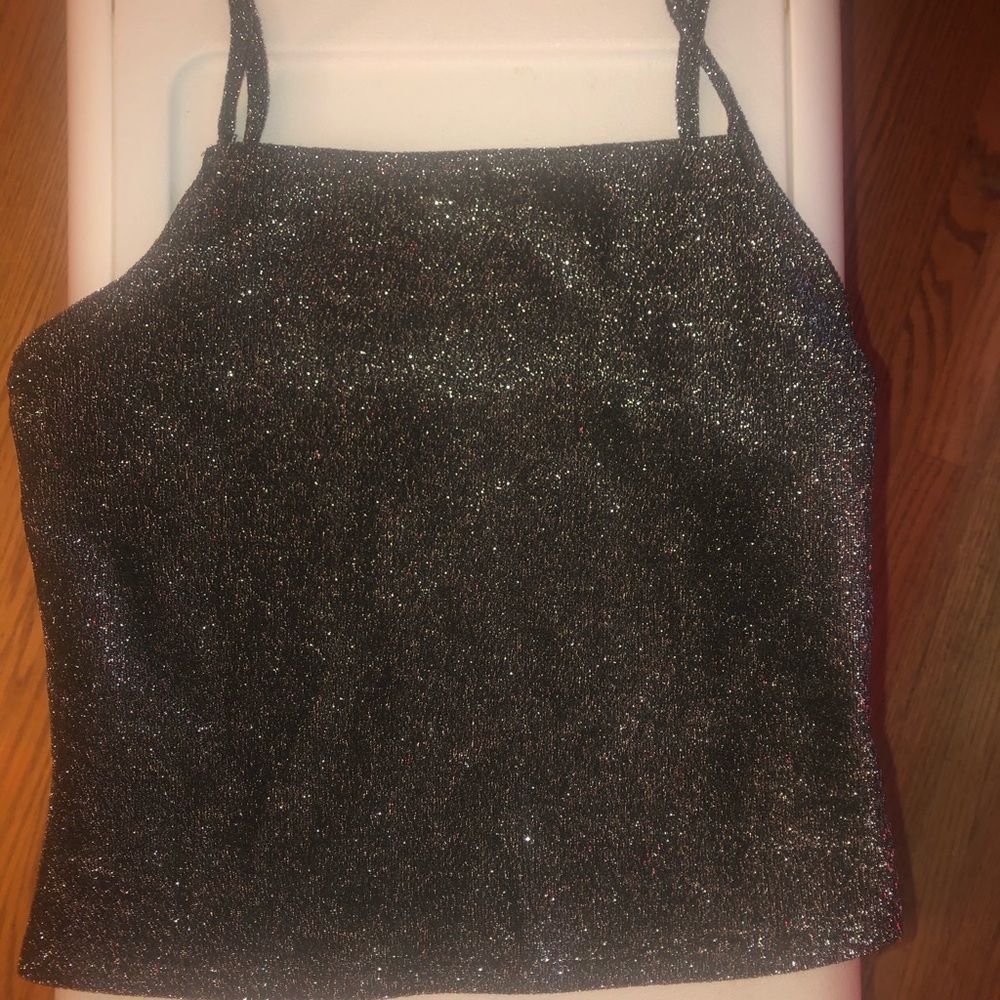 Black glitter crop top
